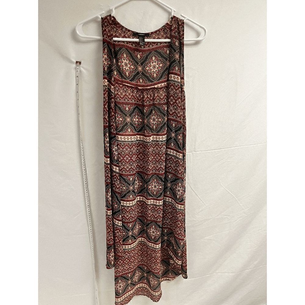 Forever 21 Womens Sleeveless Chiffon Casual Floral Duster Red Black Size Small